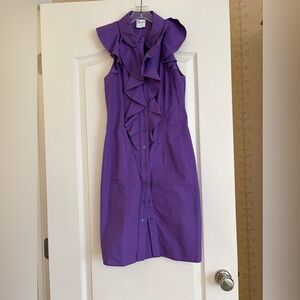 RED Valentino Purple Ruffled Button-Front Dress size 2